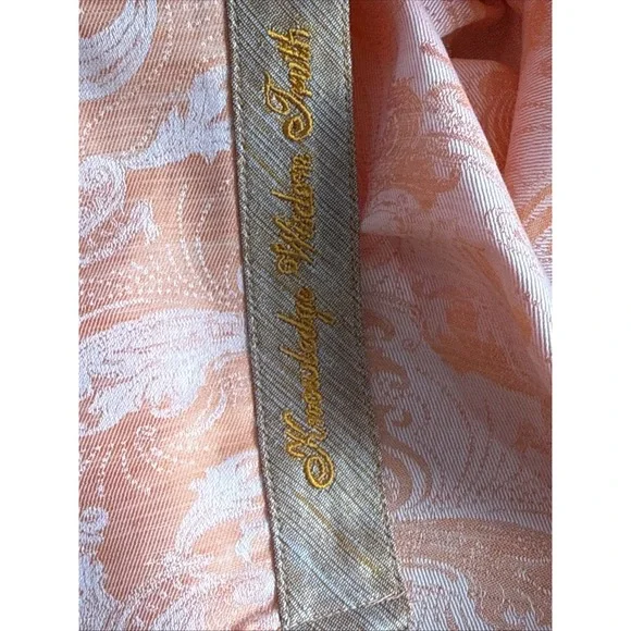 Robert Graham Poseidon Short‎ Sleeve Linen & Cotton Jacquard Button-Up Shirt M. - Picture 10 of 10